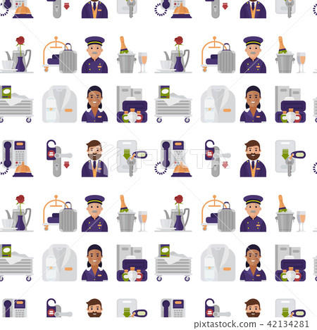 Hotel workers personal professional service man and woman job uniform objects hostel manager vector 42134281