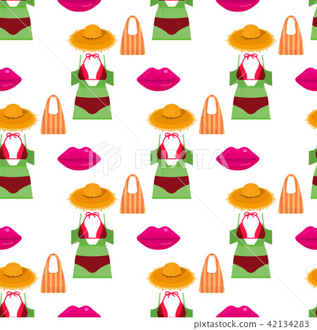 Beachwear bikini cloth fashion looks vacation seamless pattern background sea light beauty clothes Beachwear bikini cloth fashion looks vacation seamless pattern background sea light beauty clothes 42134283