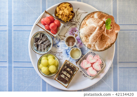 top view of Bingsu on tray 42134420