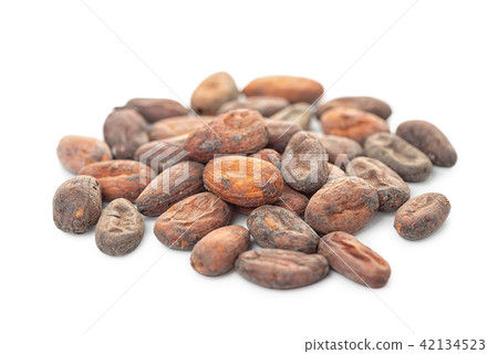 cocoa beans isolated on white backrgound, healthy  42134523