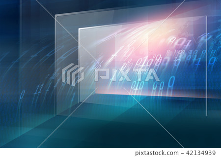 Digital technology with big screen and binary code - Stock Illustration ...