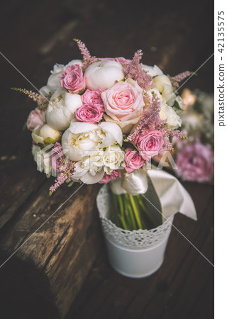 beautiful pink and white wedding bouquet  42135575