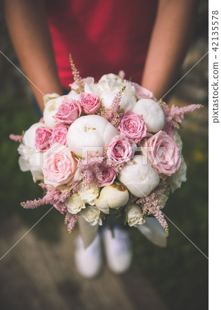 beautiful pink and white wedding bouquet  42135578