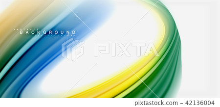 Rainbow fluid colors abstract background twisted liquid design, colorful marble or plastic wavy 42136004