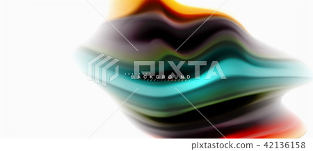 Fluid liquid mixing colors concept on light grey background, curve flow, trendy abstract layout 42136158