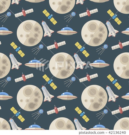 Stylish space ship seamless pattern background astrology radar cosmos universe technology meteor 42136240