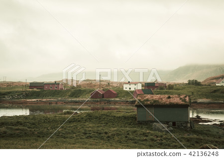 Norwegian traditional alone house in countryside 42136248