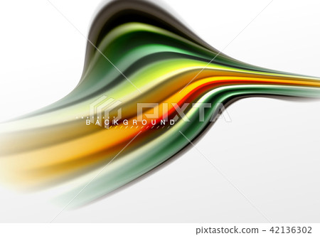 Fluid liquid mixing colors concept on light grey background, curve flow, trendy abstract layout Fluid liquid mixing colors concept on light grey background, curve flow, trendy abstract layout 42136302
