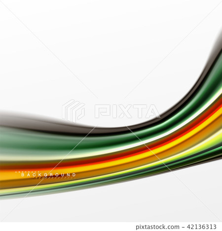 Fluid liquid mixing colors concept on light grey background, curve flow, trendy abstract layout 42136313