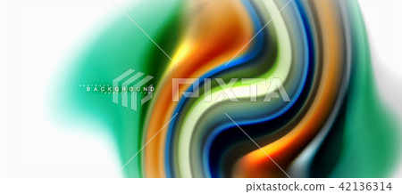 Fluid liquid mixing colors concept on light grey background, curve flow, trendy abstract layout 42136314