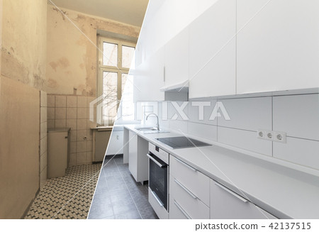new kitchen before and after renovation - white ki new kitchen before and after renovation - white ki 42137515