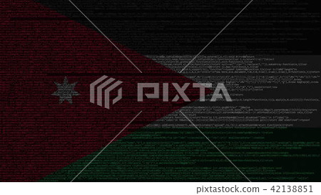 Source code and flag of Jordan. Jordanian digital technology or programming related 3D rendering 42138851