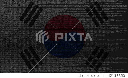 Source code and flag of South Korea. Korean digital technology or programming related 3D rendering 42138860
