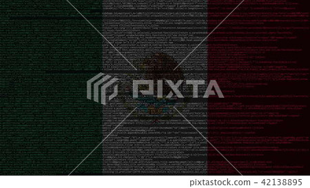 Source code and flag of Mexico. Mexican digital technology or programming related 3D rendering 42138895