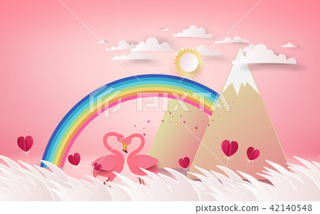 Love and Valentine Day card. Romantic flamingo Love and Valentine Day card. Romantic flamingo 42140548