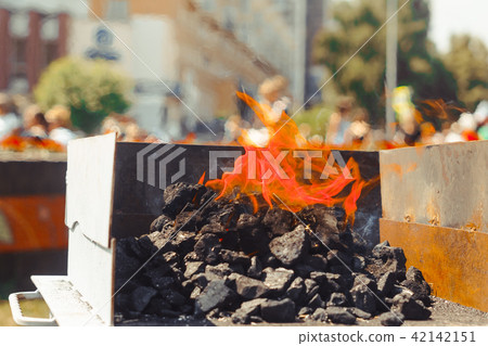 Fire in the furnace in the smithy, tools Fire in the furnace in the smithy, tools 42142151