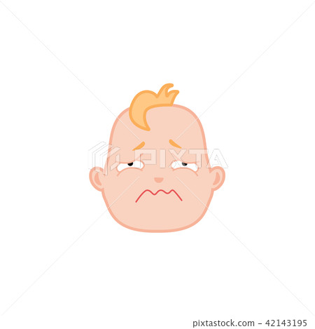 Vector cartoon newborn infant baby sad face Vector cartoon newborn infant baby sad face 42143195