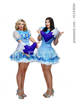 Attractive girls in costume Snow Maiden Attractive girls in costume Snow Maiden 42143684