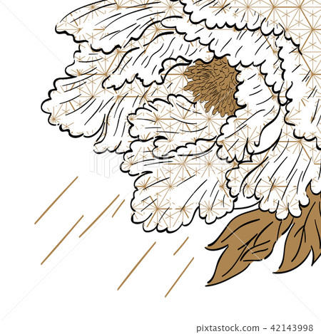 Peony flower hand drawn vector. Gold flower  42143998