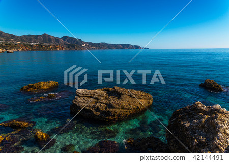 Amazing sea with blue summer wave and rocks 42144491