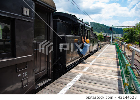 SL列車進入靜岡縣Oigawa Tetsudo Chisutei站的家 SL列車進入靜岡縣Oigawa Tetsudo Chisutei站的家 42144528