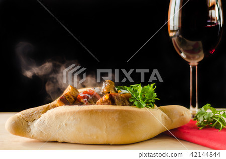 goulash with large pieces of meat  42144844