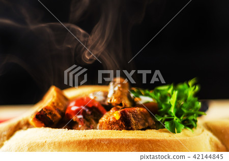 goulash with large pieces of meat  42144845