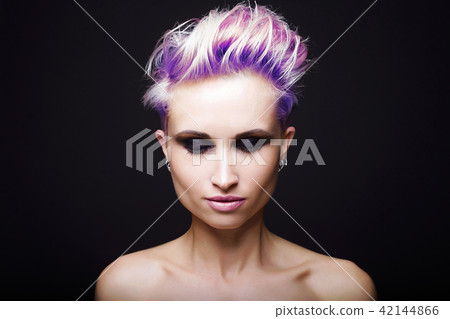 girl with Blue Hair Style and Make-up girl with Blue Hair Style and Make-up 42144866