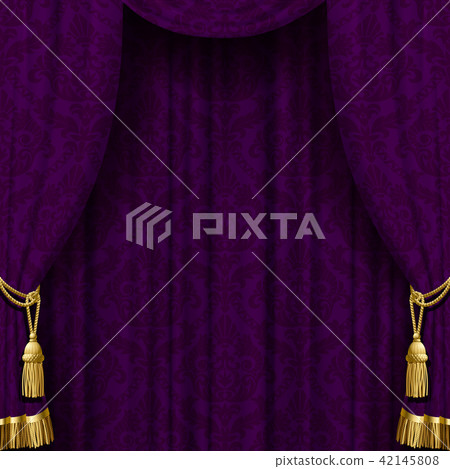 Dark violet curtain with gold tassels 42145808