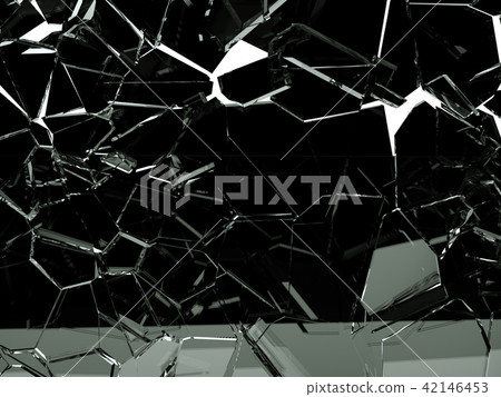 Pieces of splitted or cracked glass on white Pieces of splitted or cracked glass on white 42146453