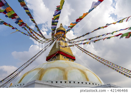 Boudhanath Stupa in Kathmandu and prayer flags 42146466