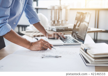 Construction concept, Hands of architect or engineer working for 42146533