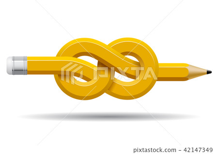 Pencil distorted and tied in a knot isolated Pencil distorted and tied in a knot isolated 42147349