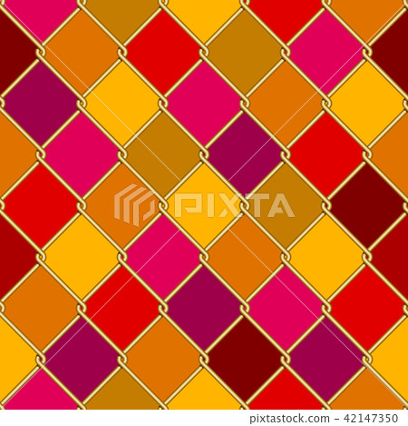 Gold wire grid seamless pattern Gold wire grid seamless pattern 42147350