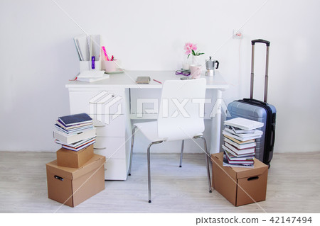 stationery room, table with stationery. back stationery room, table with stationery. back 42147494