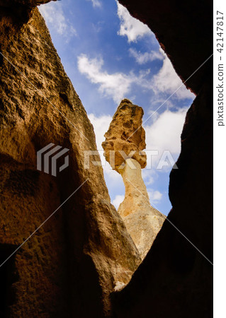 Ancient man-made caves in Cappadocia in Turkey 42147817
