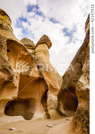 Ancient man-made caves in Cappadocia in Turkey 42147818