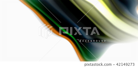 Fluid liquid mixing colors concept on light grey background, curve flow, trendy abstract layout Fluid liquid mixing colors concept on light grey background, curve flow, trendy abstract layout 42149273