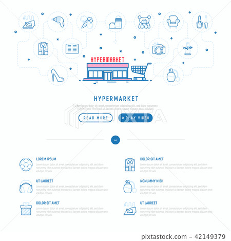 Hypermarket concept with thin line icons 42149379