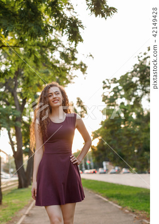 curly beautiful smiling woman 42149428