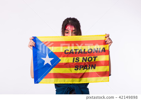 Woman was victim of riots of catalan protesting for spanish government decision about referendum of 42149898