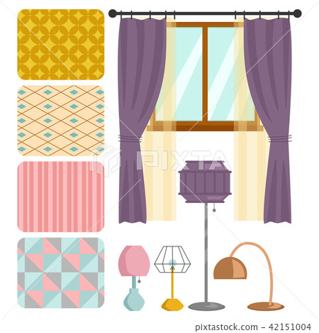 Cartoon table lamps light bulb interior furniture design vector illustration solution energy home Cartoon table lamps light bulb interior furniture design vector illustration solution energy home 42151004