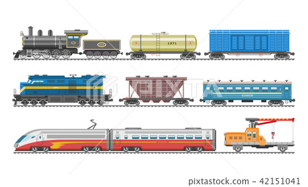 Train vector railway transport locomotive or wagon and subway or metro transportation illustration 42151041