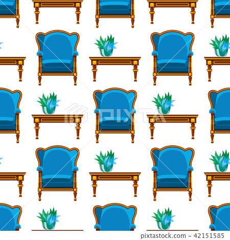 VIP vintage interior furniture rich wealthy house chair room with sofa couch seat seamless pattern 42151585