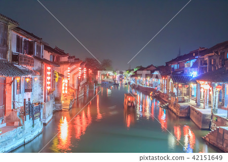 西塘古鎮,夜景,風景介紹 西塘古鎮,夜景,風景介紹 42151649