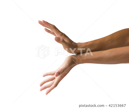Clipping path hand gestures isolated on white. 42153667