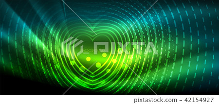 Neon glowing wave, magic energy and light motion background. Wallpaper template, hi-tech future 42154927