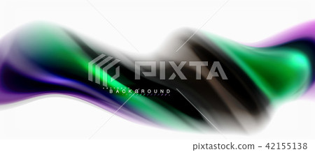 Fluid liquid mixing colors concept on light grey background, curve flow, trendy abstract layout 42155138