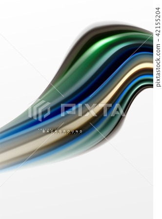 Fluid liquid mixing colors concept on light grey background, curve flow, trendy abstract layout 42155204