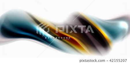 Fluid liquid mixing colors concept on light grey background, curve flow, trendy abstract layout 42155207